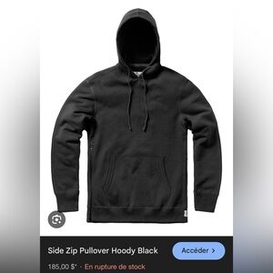 Reigning Champ black side zip pull over hoodie